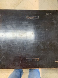 A massive Chinese red-and-black-lacquered altar table, 'qiaotouan', Qing