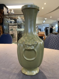 A Chinese teadust-glazed 'hu' vase with 'taotie' design, 19/20th C.
