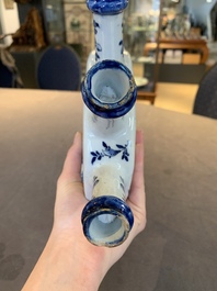 A fine and unusual blue and white Dutch Delft tulip vase, 18th C.