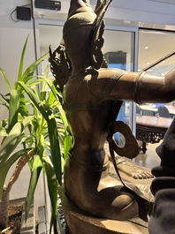 A very large Nepalese bronze sculpture of Manjusri, 19/20th C.