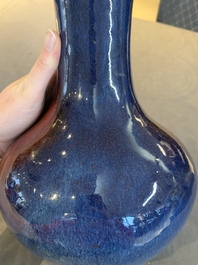 A Chinese flamb&eacute;-glazed bottle vase, 19th C.