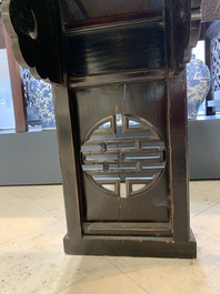 A massive Chinese red-and-black-lacquered altar table, 'qiaotouan', Qing