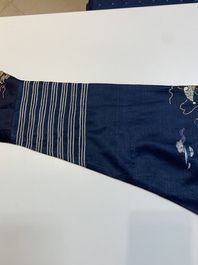 A Chinese gold-thread-embroidered blue-ground silk 'dragon' robe, 18/19th C.