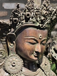 A very large Nepalese bronze sculpture of Manjusri, 19/20th C.