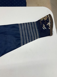 A Chinese gold-thread-embroidered blue-ground silk 'dragon' robe, 18/19th C.