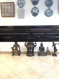A massive Chinese red-and-black-lacquered altar table, 'qiaotouan', Qing