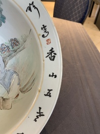 A Chinese qianjiang cai 'Taoist' basin, signed Fang Jiazhen 方家珍, dated 1905
