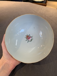 Two Chinese famille rose 'bamboo' and 'bitter gourd' bowls, Tongzhi mark and of the period