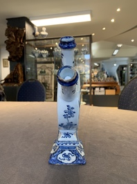 A fine and unusual blue and white Dutch Delft tulip vase, 18th C.