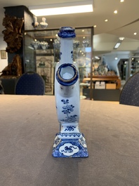 A fine and unusual blue and white Dutch Delft tulip vase, 18th C.