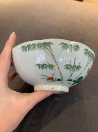 Two Chinese famille rose 'bamboo' and 'bitter gourd' bowls, Tongzhi mark and of the period
