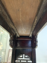 A massive Chinese red-and-black-lacquered altar table, 'qiaotouan', Qing