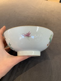 Two Chinese famille rose 'bamboo' and 'bitter gourd' bowls, Tongzhi mark and of the period