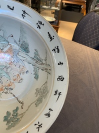 A Chinese qianjiang cai 'Taoist' basin, signed Fang Jiazhen 方家珍, dated 1905