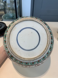 13 Chinese blue, white, famille rose, verte and qianjiang cai wares, 19/20th C.