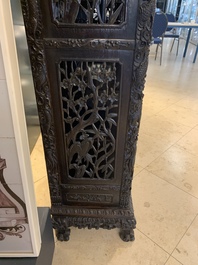 A richly carved Chinese hongmu display cabinet, Canton, 19th C.