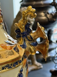 A pair of Chinese export famille rose urns and covers, Qianlong