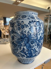 A large blue and white Italian maiolica albarello, Savona, 2nd half 17th C.