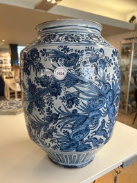 A large blue and white Italian maiolica albarello, Savona, 2nd half 17th C.