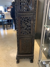 A richly carved Chinese hongmu display cabinet, Canton, 19th C.