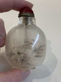 Five Chinese inside-painted glass snuff bottles, signed Ma Shaoxuan 馬少宣, Pu Ru 溥儒 and Ye Zhongsan 葉仲三, 20th C., one dated 1962