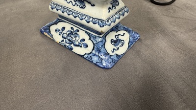 A fine and unusual blue and white Dutch Delft tulip vase, 18th C.