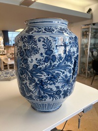 A large blue and white Italian maiolica albarello, Savona, 2nd half 17th C.