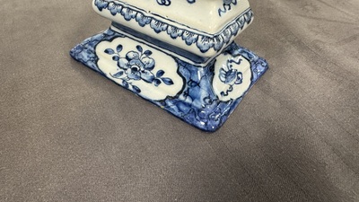 A fine and unusual blue and white Dutch Delft tulip vase, 18th C.