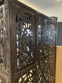 A richly carved Chinese hongmu display cabinet, Canton, 19th C.