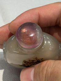 A collection of ten Chinese agate snuff bottles, 20th C.