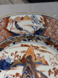 A pair of Chinese Imari-style 'landscape' dishes, Kangxi