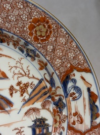A pair of Chinese Imari-style 'landscape' dishes, Kangxi