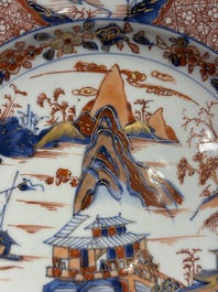 A pair of Chinese Imari-style 'landscape' dishes, Kangxi