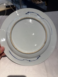 A pair of Chinese Imari-style 'landscape' dishes, Kangxi