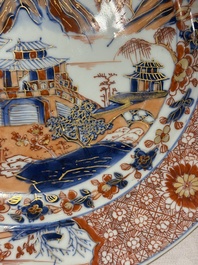 A pair of Chinese Imari-style 'landscape' dishes, Kangxi