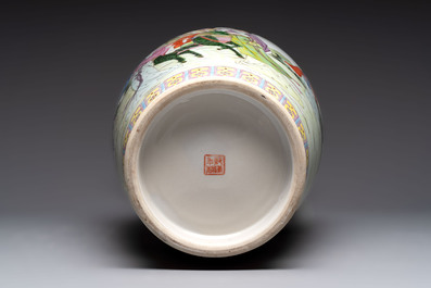 Six Chinese famille rose vases, 20th C.