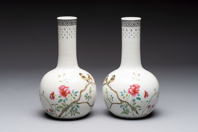 Six Chinese famille rose vases, 20th C.