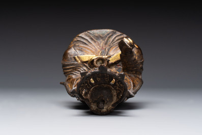 A Chinese parcel-gilt bronze Guanyin, Ming