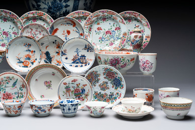 A collection of 37 Chinese blue, white, famille rose and verte wares, Kangxi/Qianlong