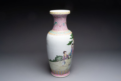Six Chinese famille rose vases, 20th C.