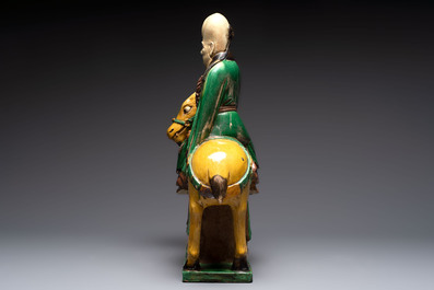 A Chinese sancai-glazed 'Shoulao riding a deer' group, Qing