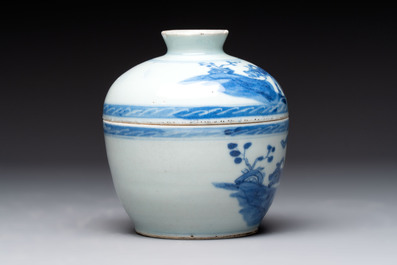 A Chinese famille rose 'kamcheng' bowl and cover and a blue and white 'chupu' bowl and cover for the Straits or Peranakan market, 19th C.