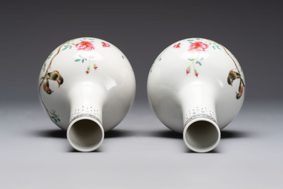 Six Chinese famille rose vases, 20th C.