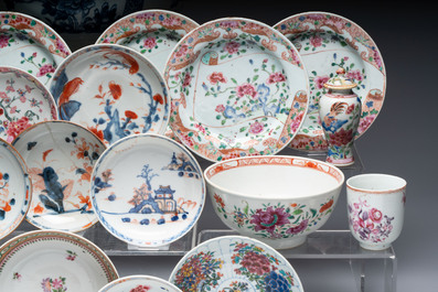 A collection of 37 Chinese blue, white, famille rose and verte wares, Kangxi/Qianlong