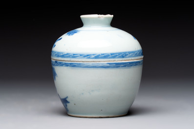 A Chinese famille rose 'kamcheng' bowl and cover and a blue and white 'chupu' bowl and cover for the Straits or Peranakan market, 19th C.