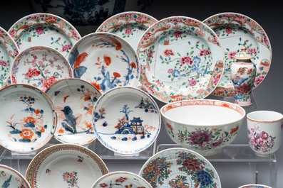 A collection of 37 Chinese blue, white, famille rose and verte wares, Kangxi/Qianlong