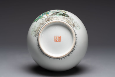 Six Chinese famille rose vases, 20th C.