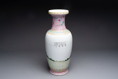 Six Chinese famille rose vases, 20th C.