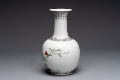 Six Chinese famille rose vases, 20th C.