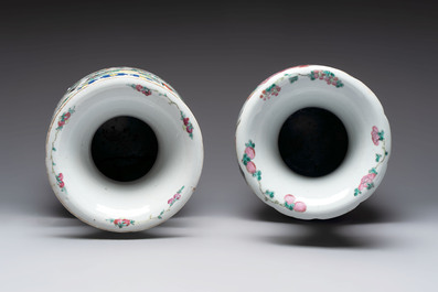 A Chinese famille rose vase with narrative design and a 'phoenixes' vase, 19th C.